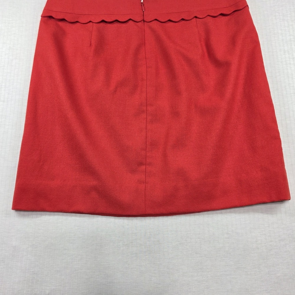 J.Crew Red Wool Blend Scalloped Waist Mini A-Line Skirt Size 10 Preppy Classic - Picture 11 of 13